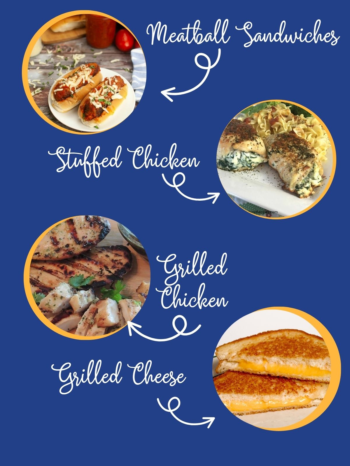 4 different photos for meal ideas.