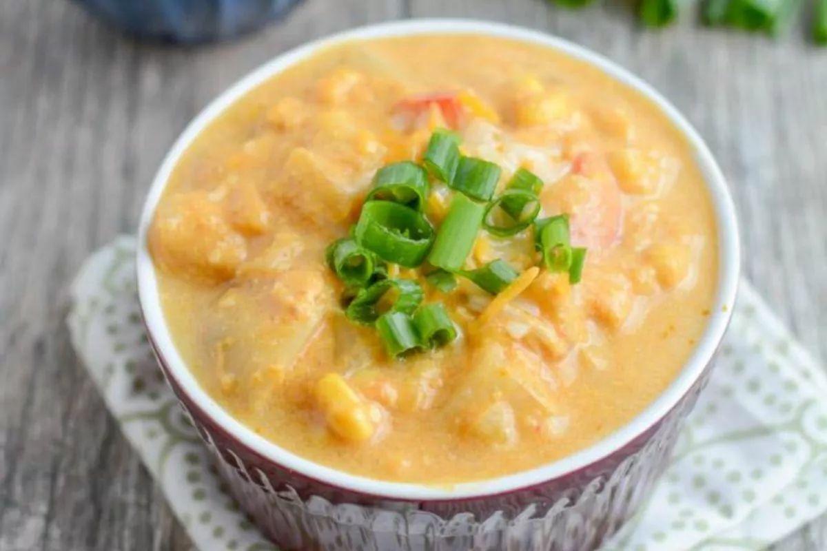 bowl of Slow Cooker Creamy Pumpkin Chicken