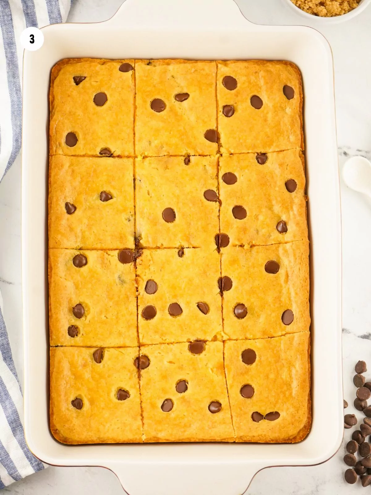 chocolate chip blondies with cake mix.
