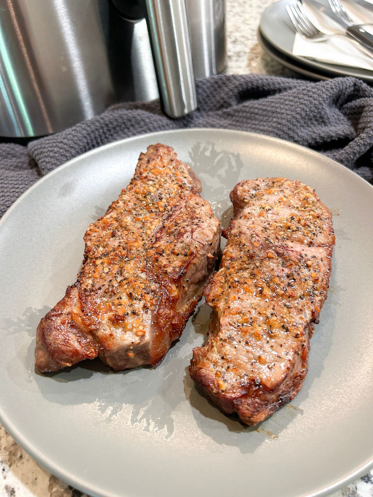 Air Fryer NY Strip Steaks