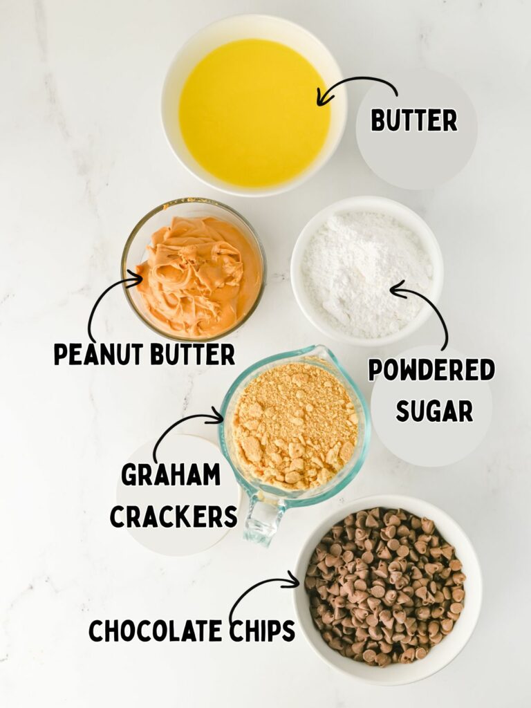 Ingredients for peanut butter squares.