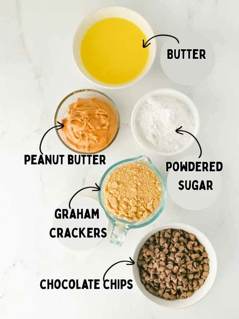 Ingredients for peanut butter squares.