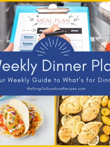 2 dinner recipe photo collage with meal plan photo.