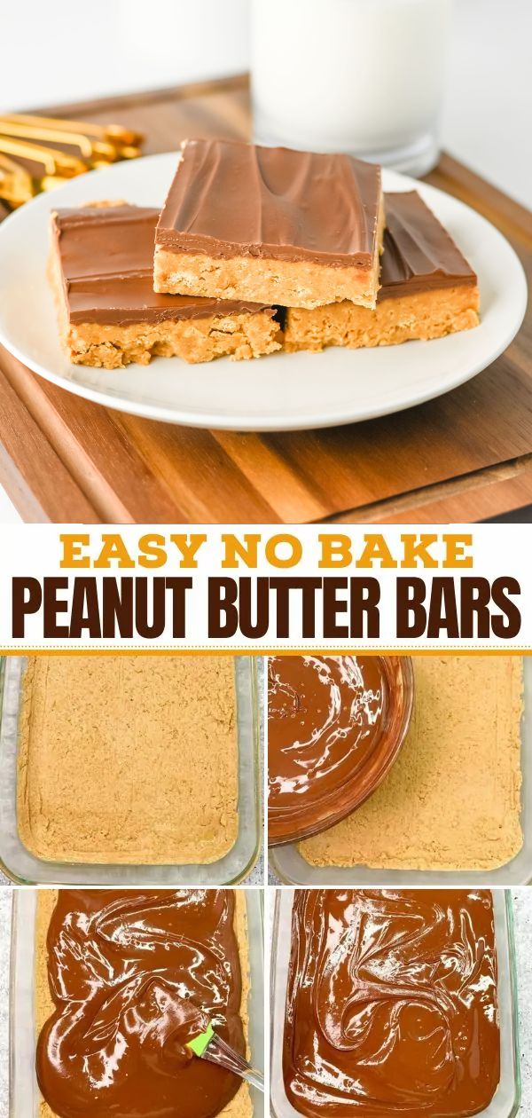Pinterest pin peanut butter squares with process photos.