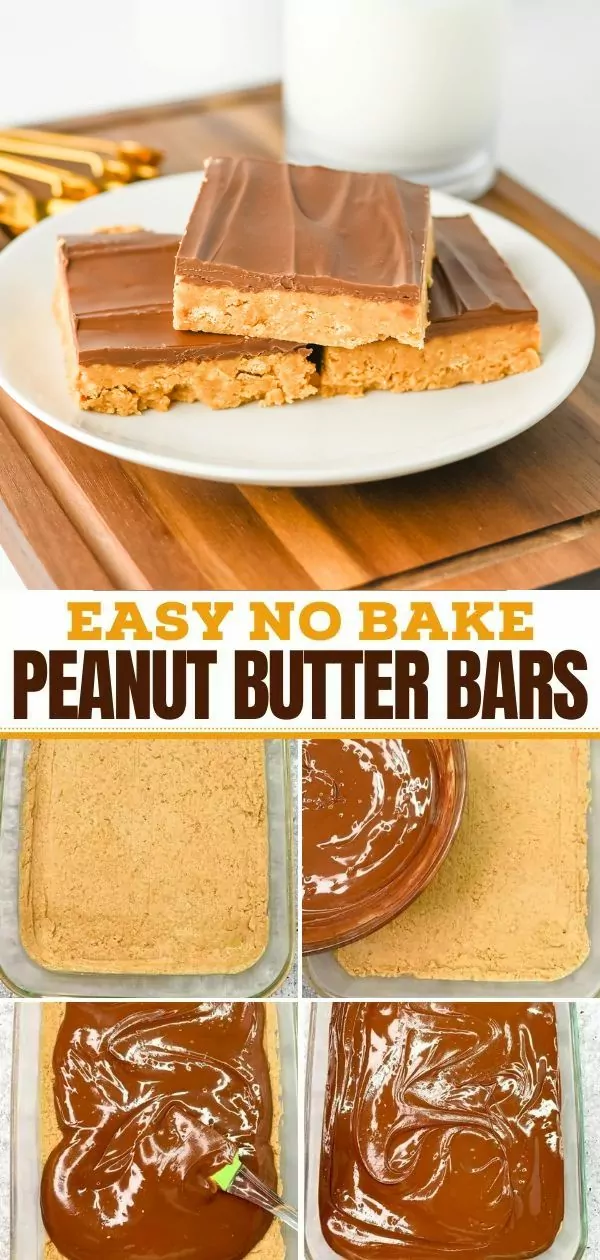 Pinterest pin peanut butter squares with process photos.
