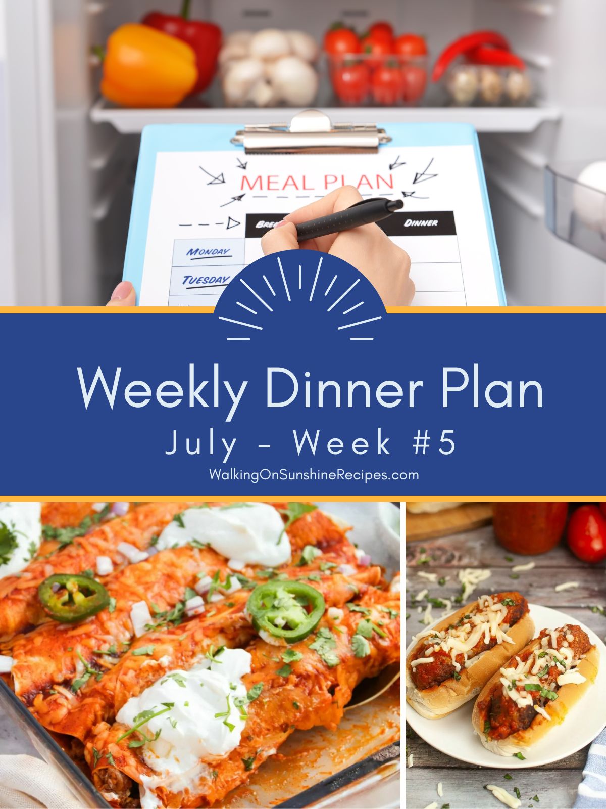 collage photo for July week #5 dinner plan.