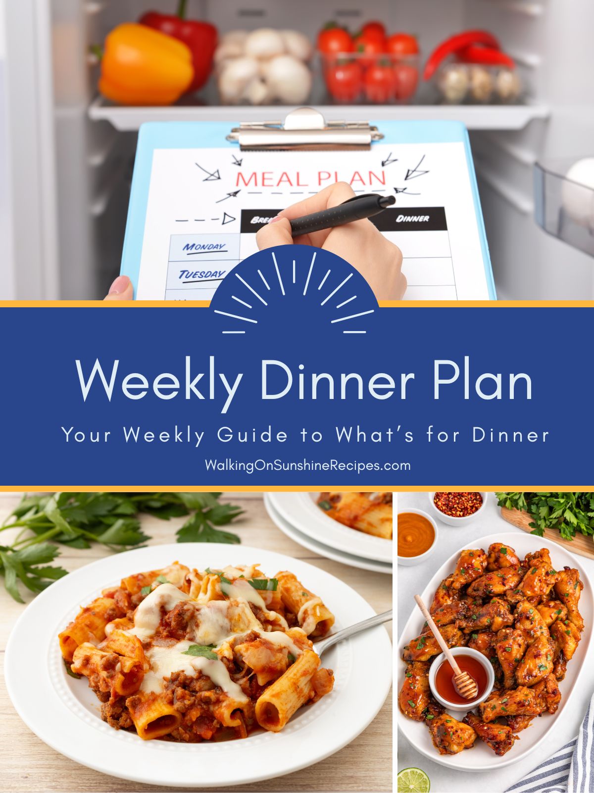 collage photo for weekly dinner plan landing page.