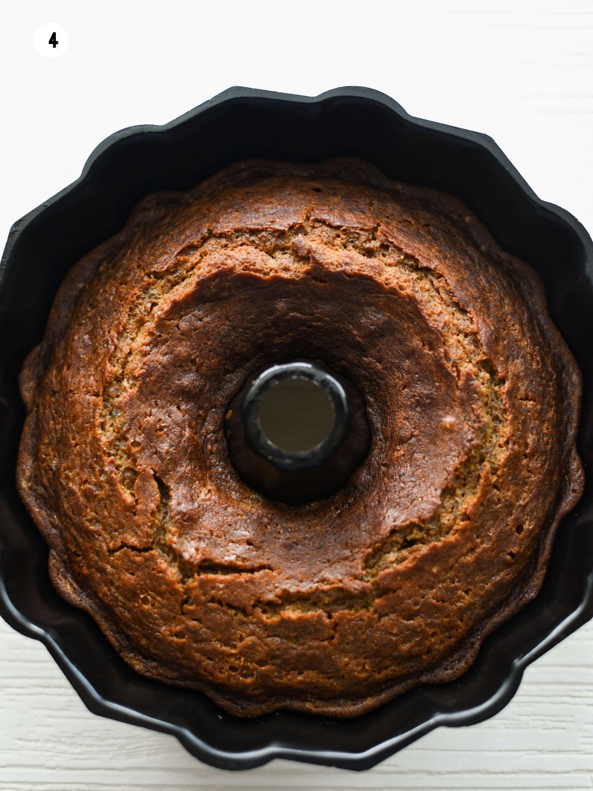 baked pumpkin zucchini bread in bundt pan.