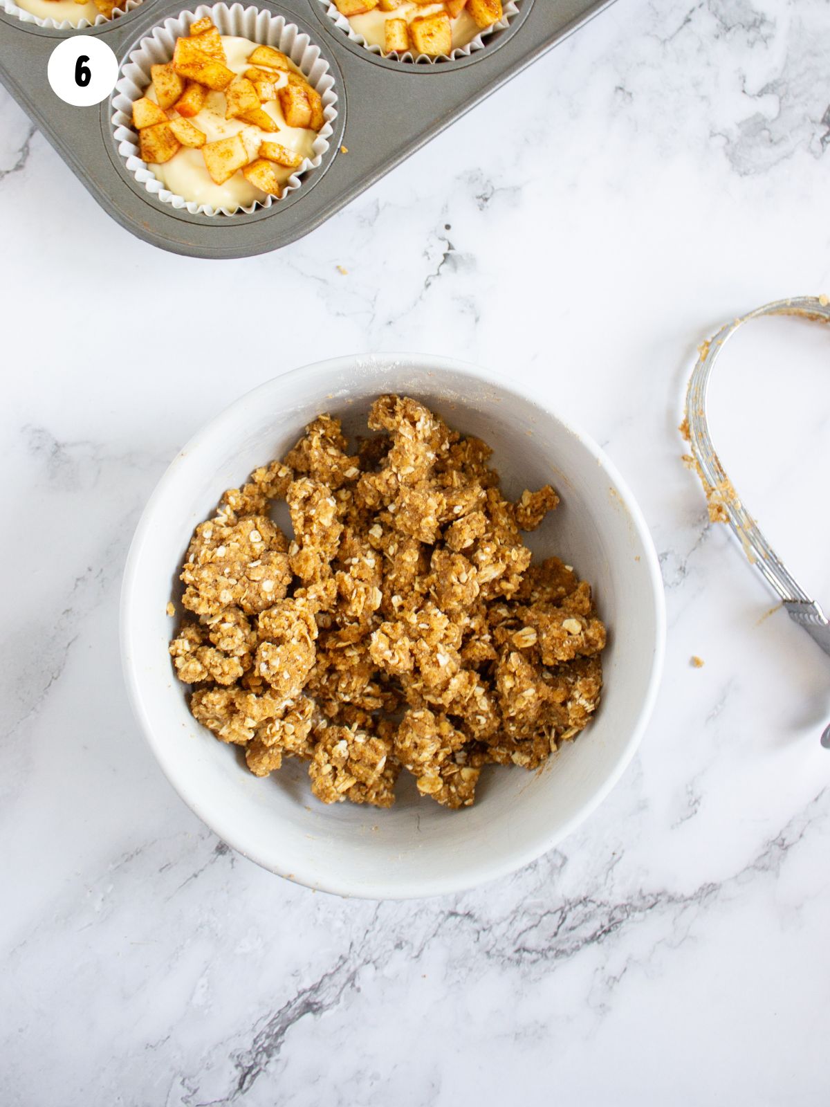 Bowl of crumb topping.