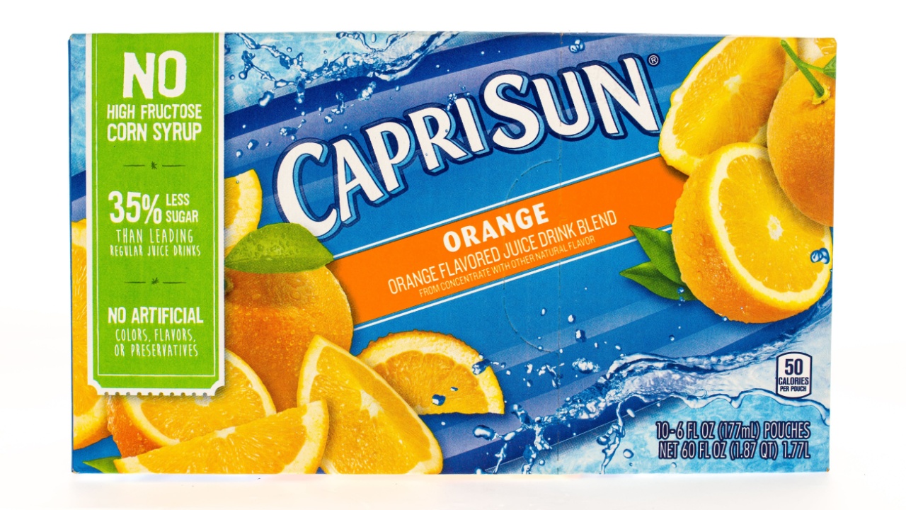 Box of Caprisun drinks in orange flavor