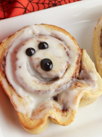 Ghost shaped cinnamon roll.
