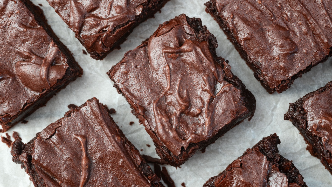 Homemade chocolate brownie photography . Top view on rustic background
