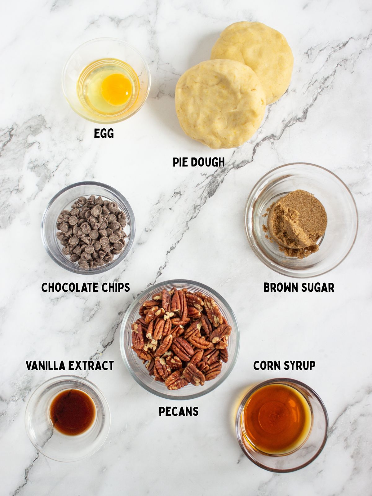 Ingredients for Mini Chocolate Pecan Galettes.