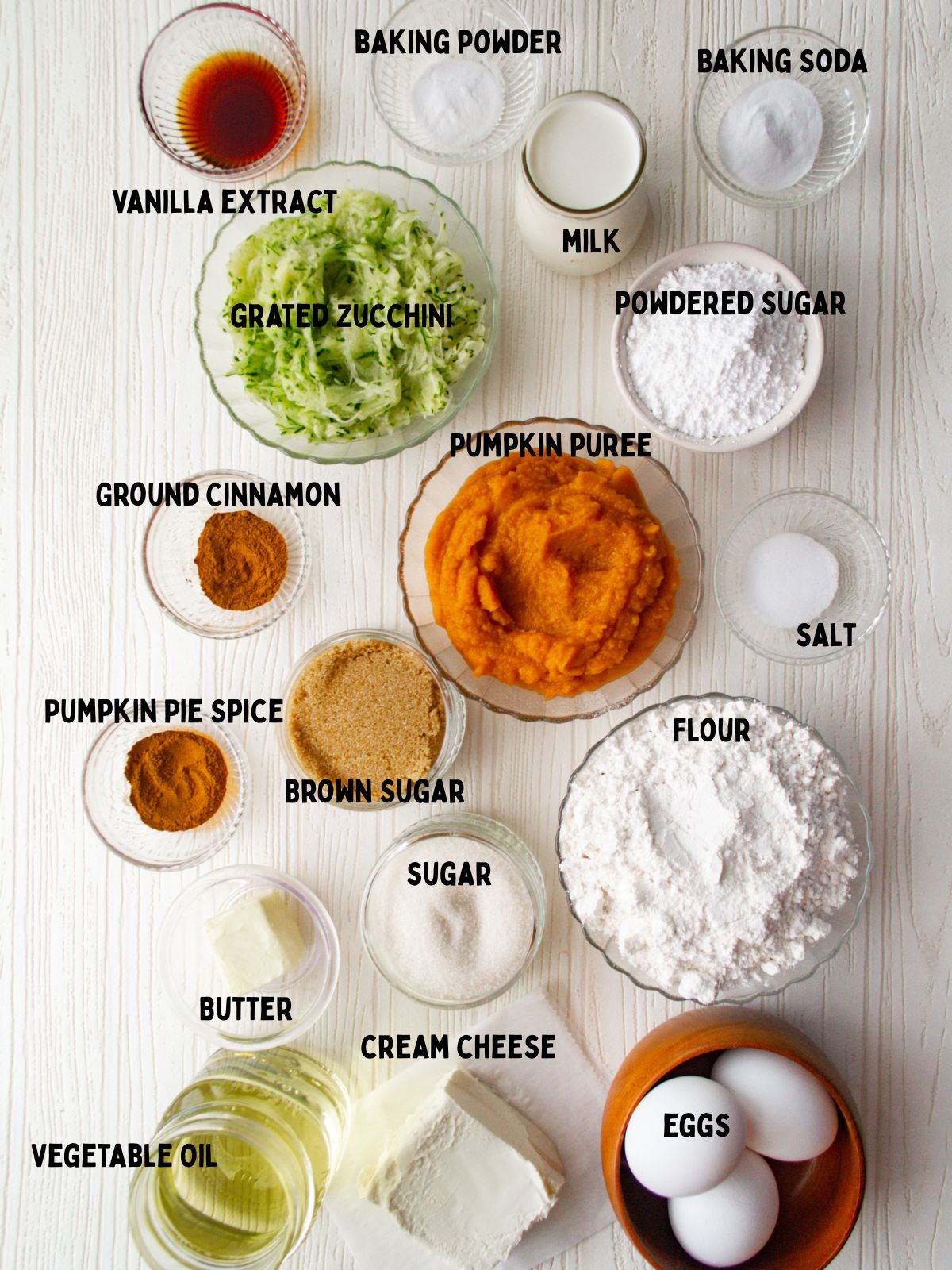 Ingredients for Zucchini Pumpkin Bread