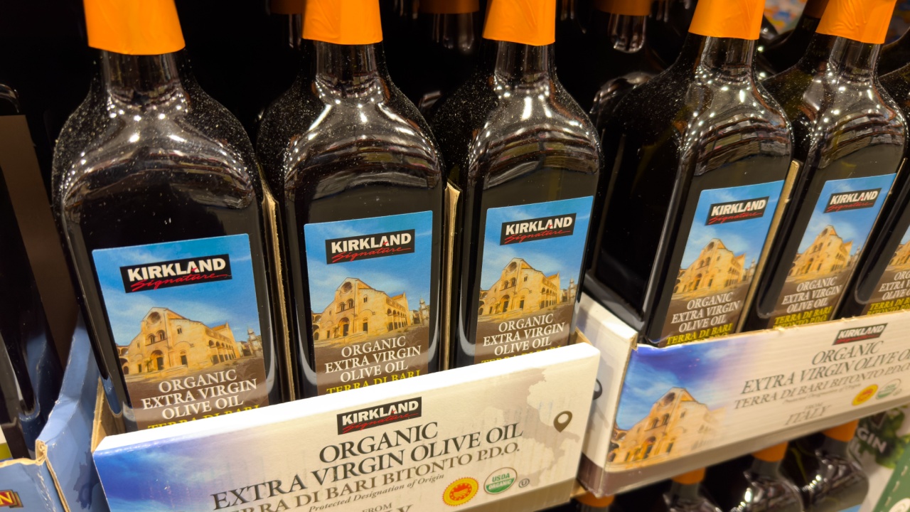 Kirkland Organic Extra Virgin Olive Oil Display at Costco