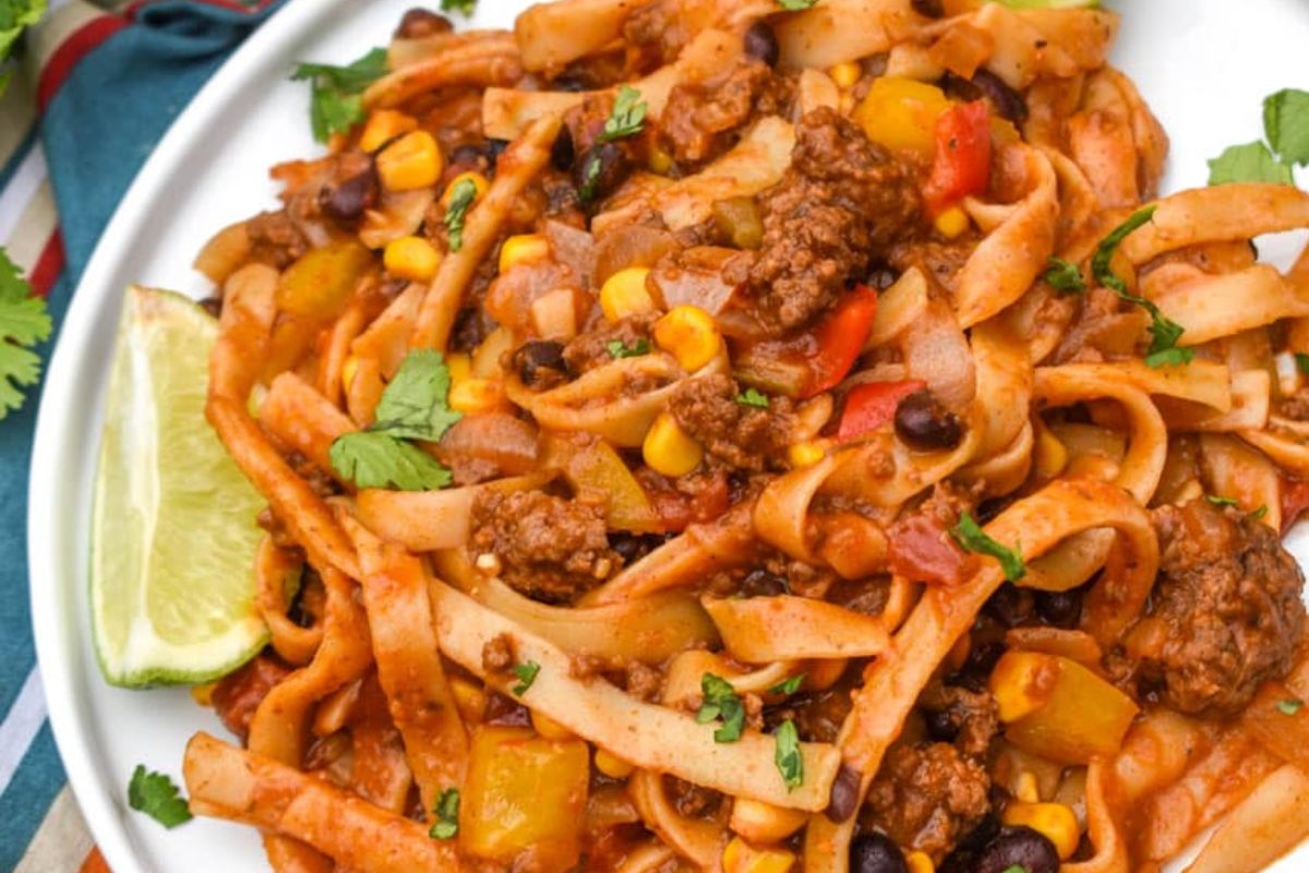 One Pot Taco Spaghetti