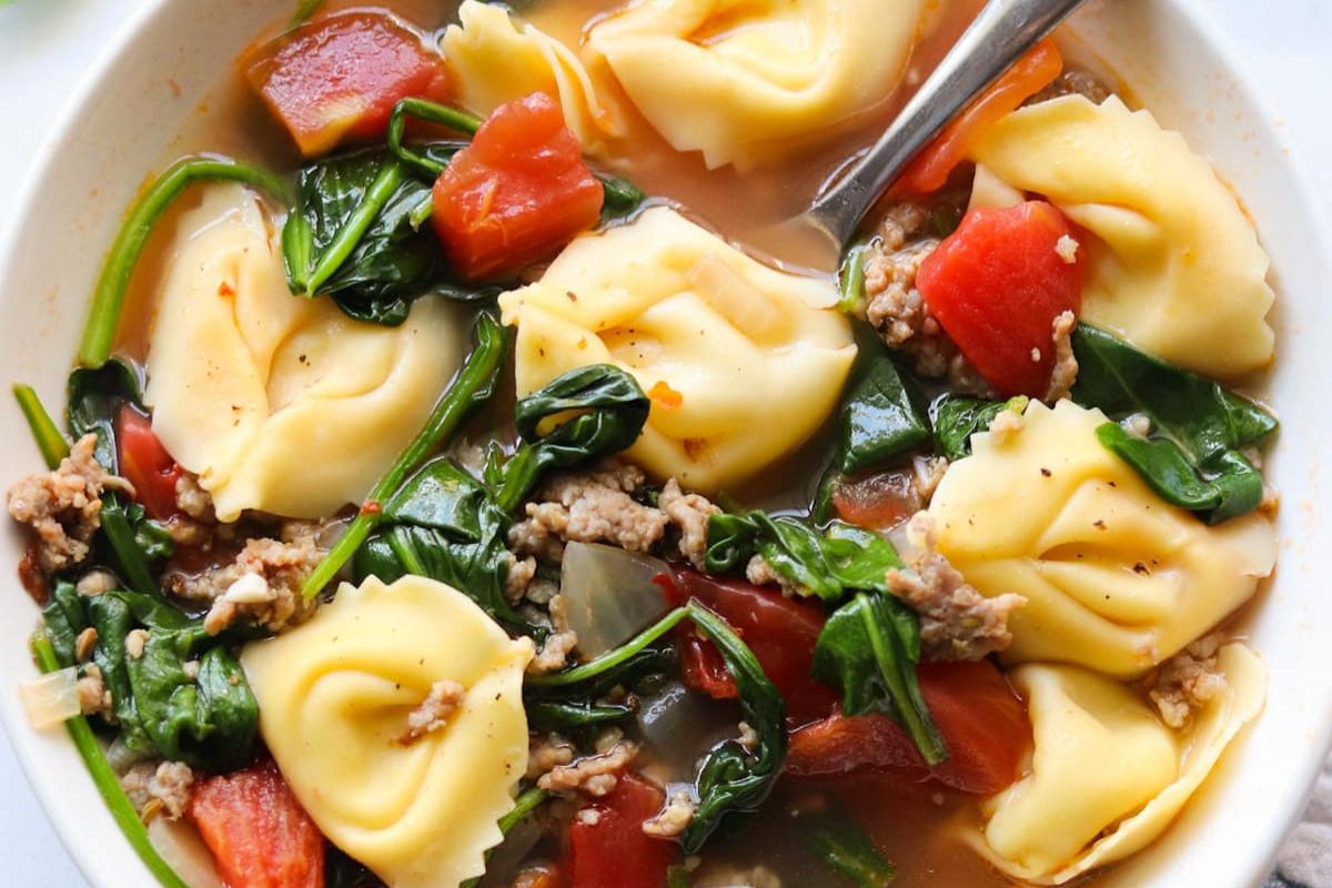 Sausage, Spinach and Tortellini Soup