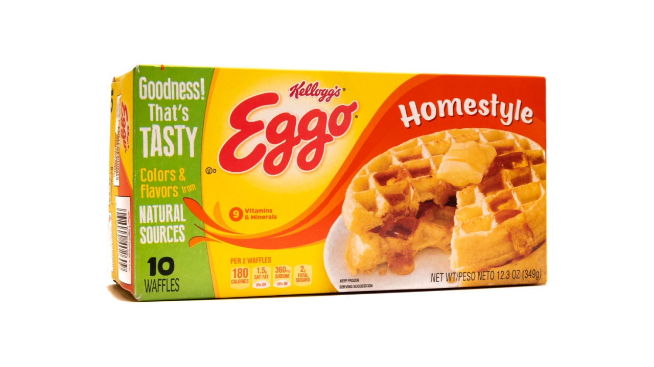 Conceptual Editorial of Eggo Waffles Box on White