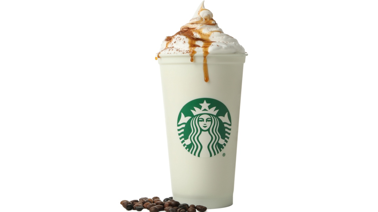 Starbucks coffee cup with logo, isolated on white background