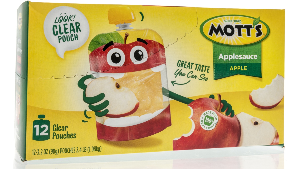 package of Motts apple sauce pouch on an isolated background
