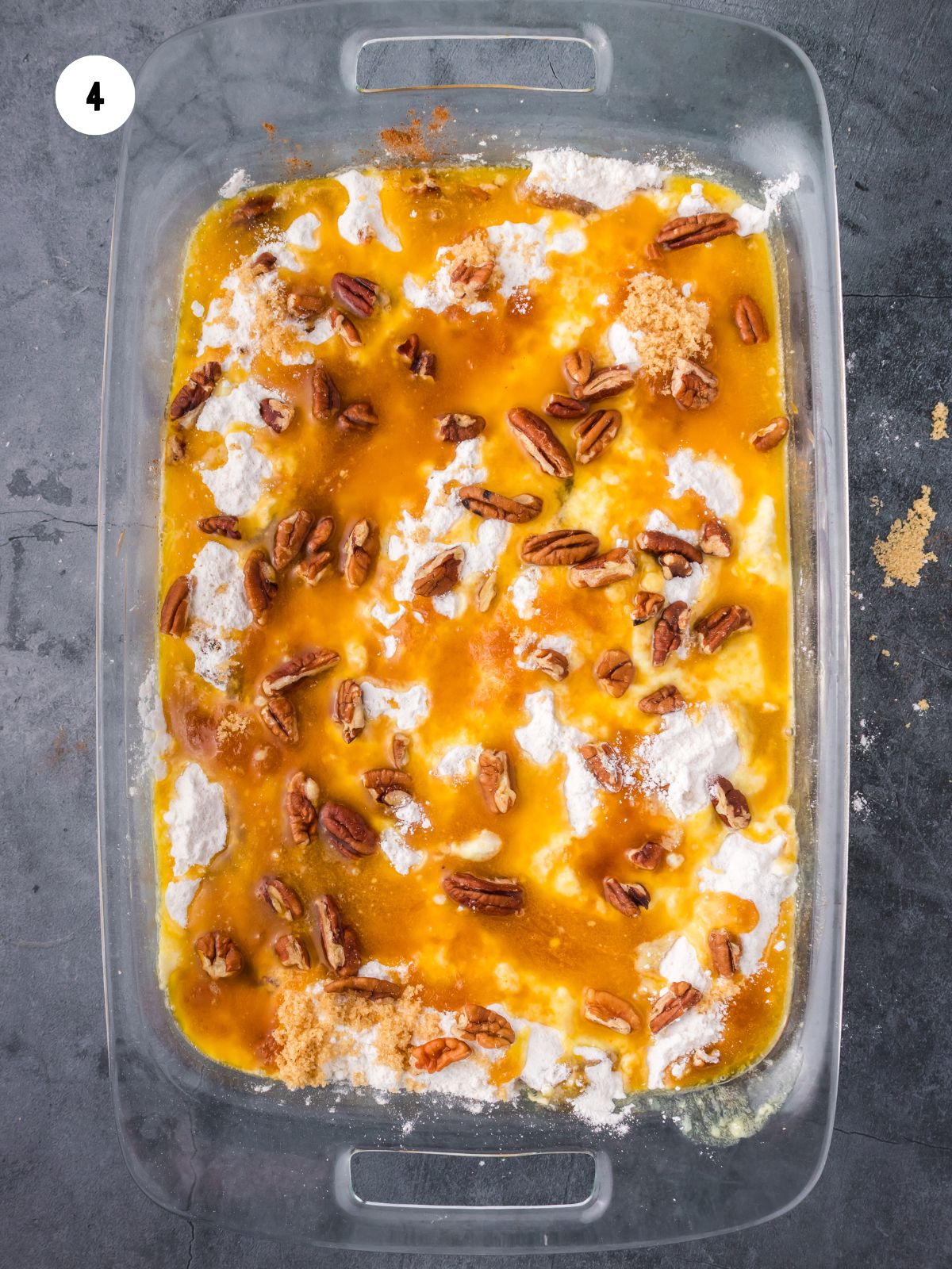 Chopped pecans added to the dump cake.