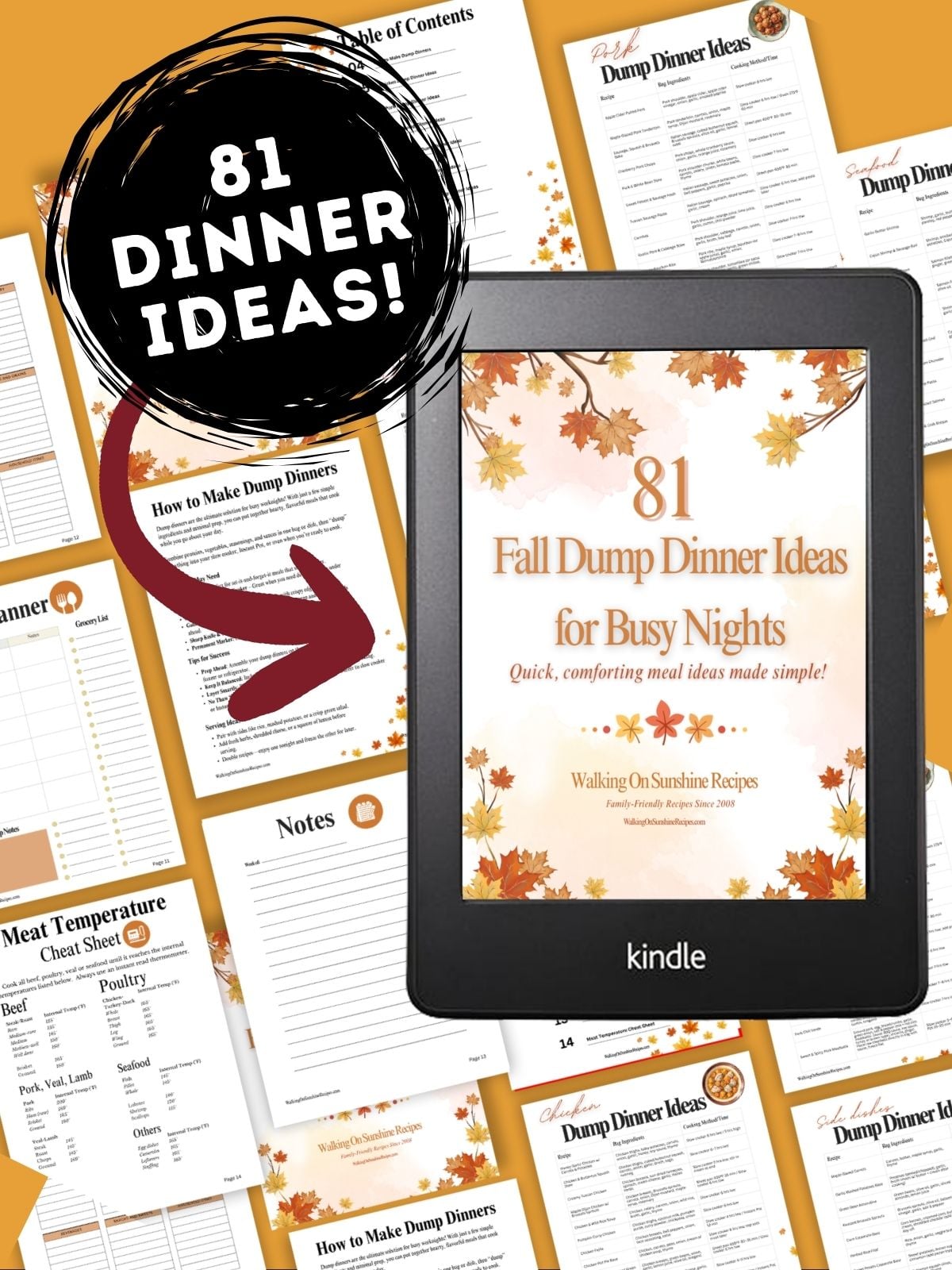fall dinner ideas Kindle photo and sample pages.