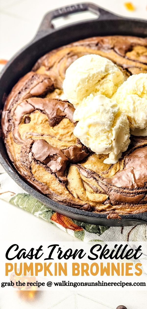 Cast Iron Skillet Pumpkin Brownies Pin.
