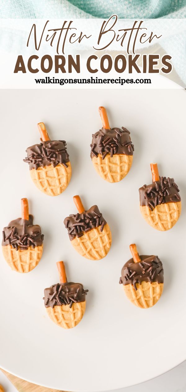Chocolate Dipped Nutter Butter Acorn Cookies Pin.