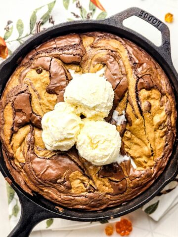 Cast Iron Skillet Pumpkin Brownies.