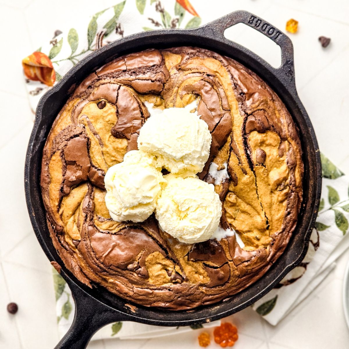 Cast Iron Skillet Pumpkin Brownies.