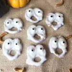 Chocolate Dipped Ghost Pretzels.