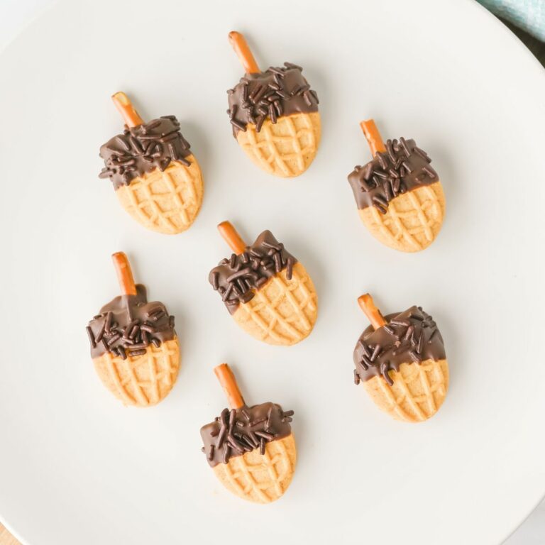 Chocolate Dipped Nutter Butter Acorn Cookies.