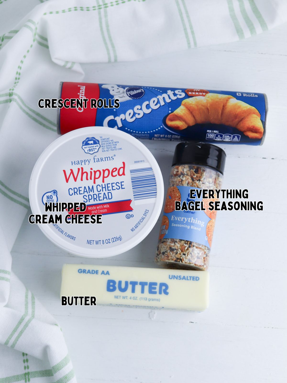 Ingredients for Everything Bagel Seasoning Crescent Rolls.