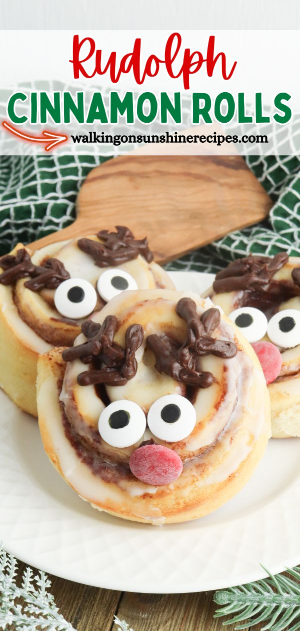 Rudolph Shaped Cinnamon Rolls Pin.