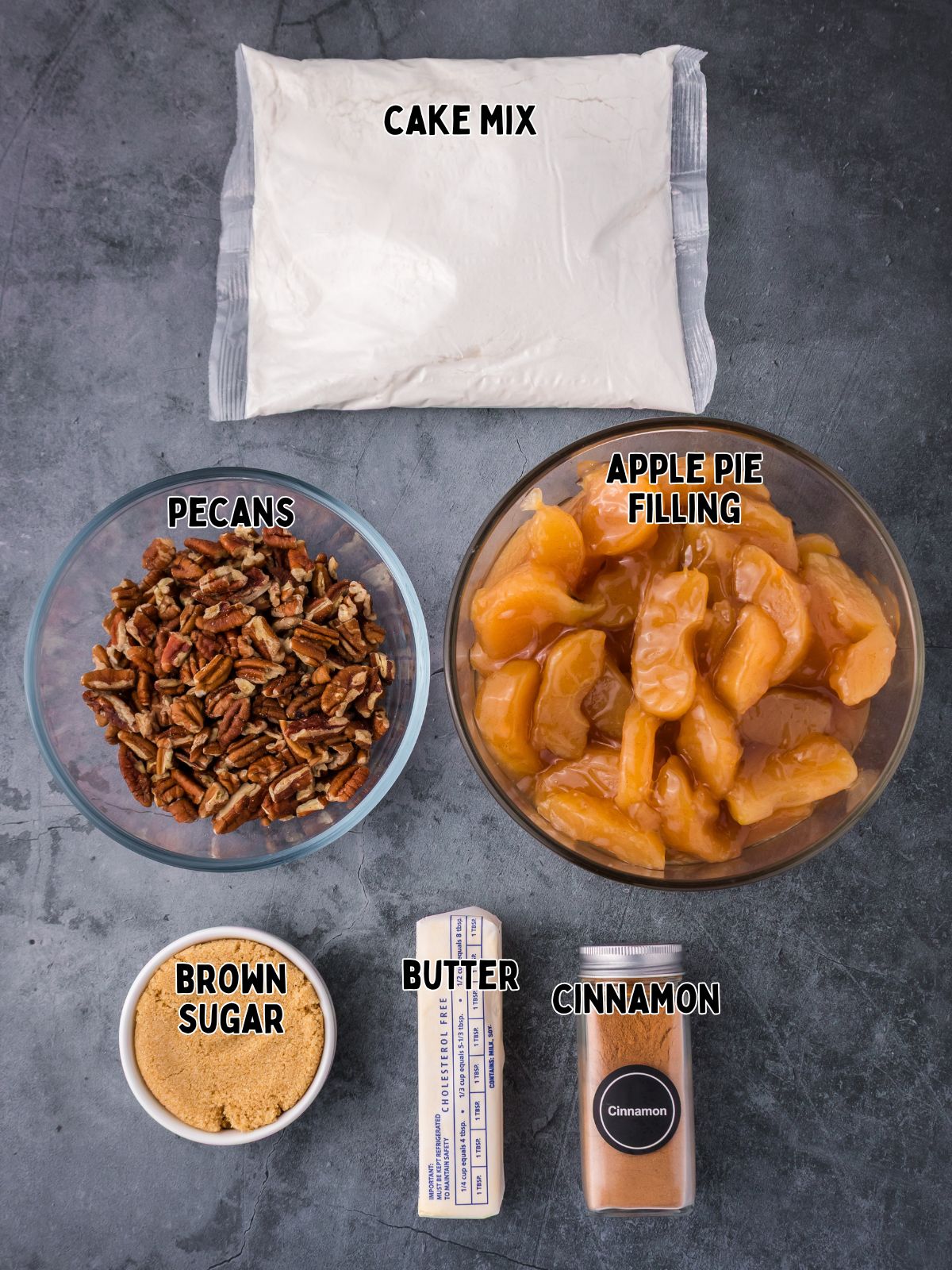 Ingredients for Apple Dump Cake.