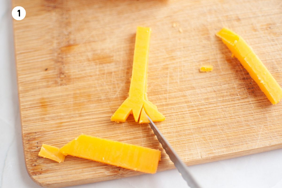making turkey feet out of cheddar cheese.