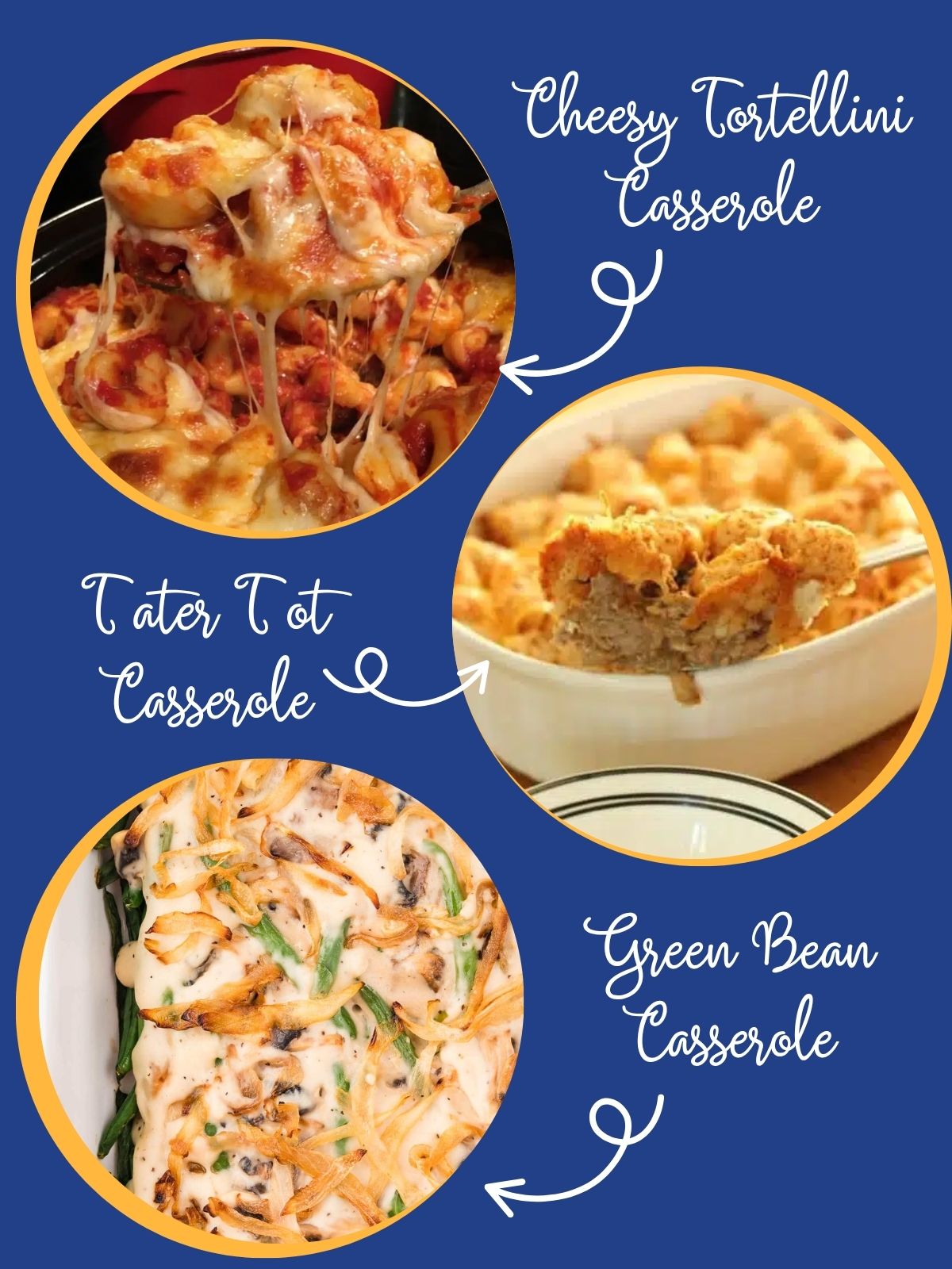 3 different casserole recipes for dinner.