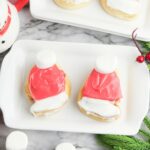Santa hat shaped cinnamon rolls.