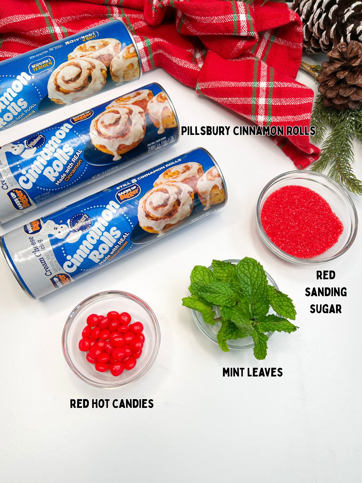 Ingredients for wreath shaped cinnamon rolls.