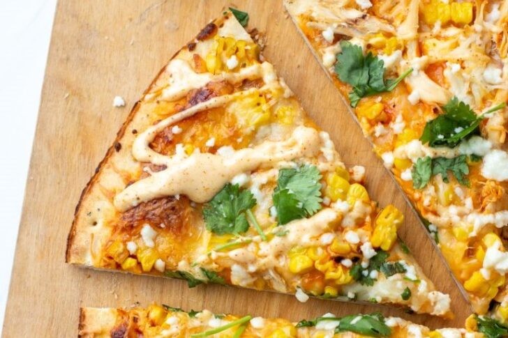 Mexican Chicken Flatbread with Elote Sauce