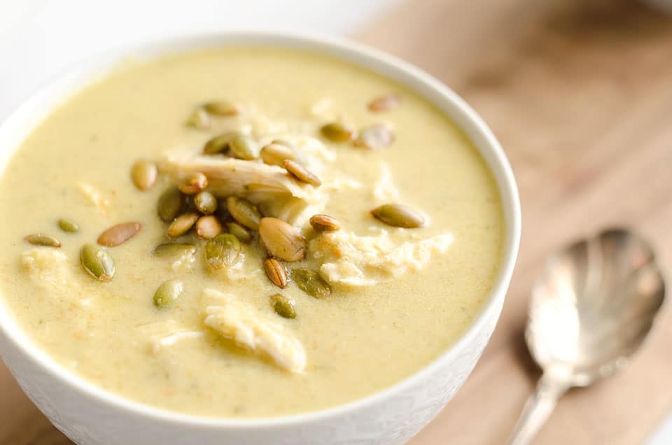 Light & Creamy Roasted Poblano Chicken Soup