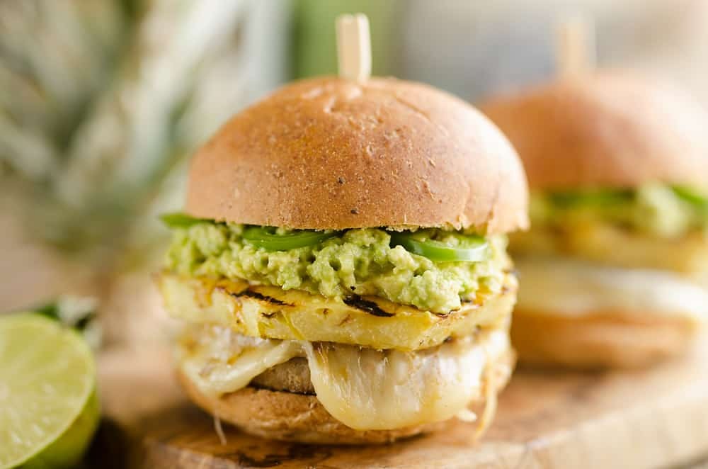 Grilled Pineapple & Guacamole Turkey Burgers