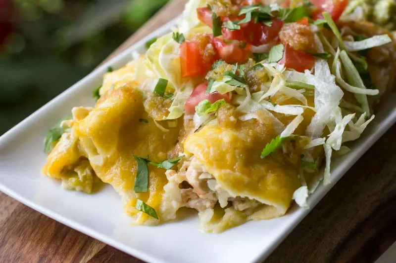 Traeger Smoked Green Chile Chicken Enchiladas