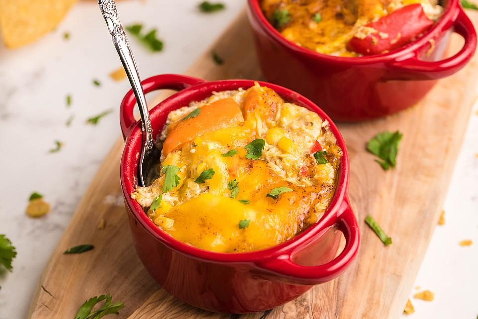 Super Easy Slow Cooker Chicken Enchilada Casserole