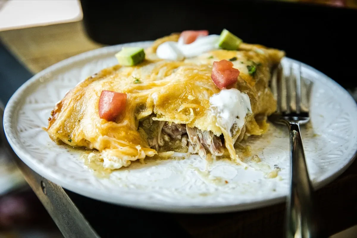 Smoked Green Chicken Enchiladas