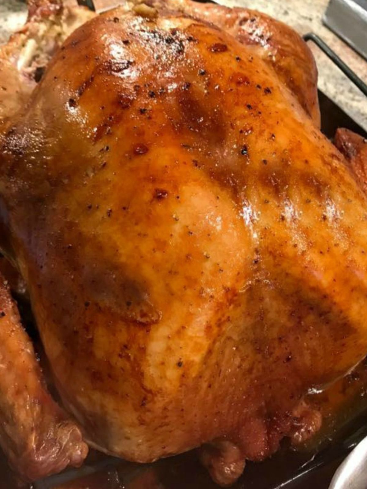closeup of cooked roasted turkey.