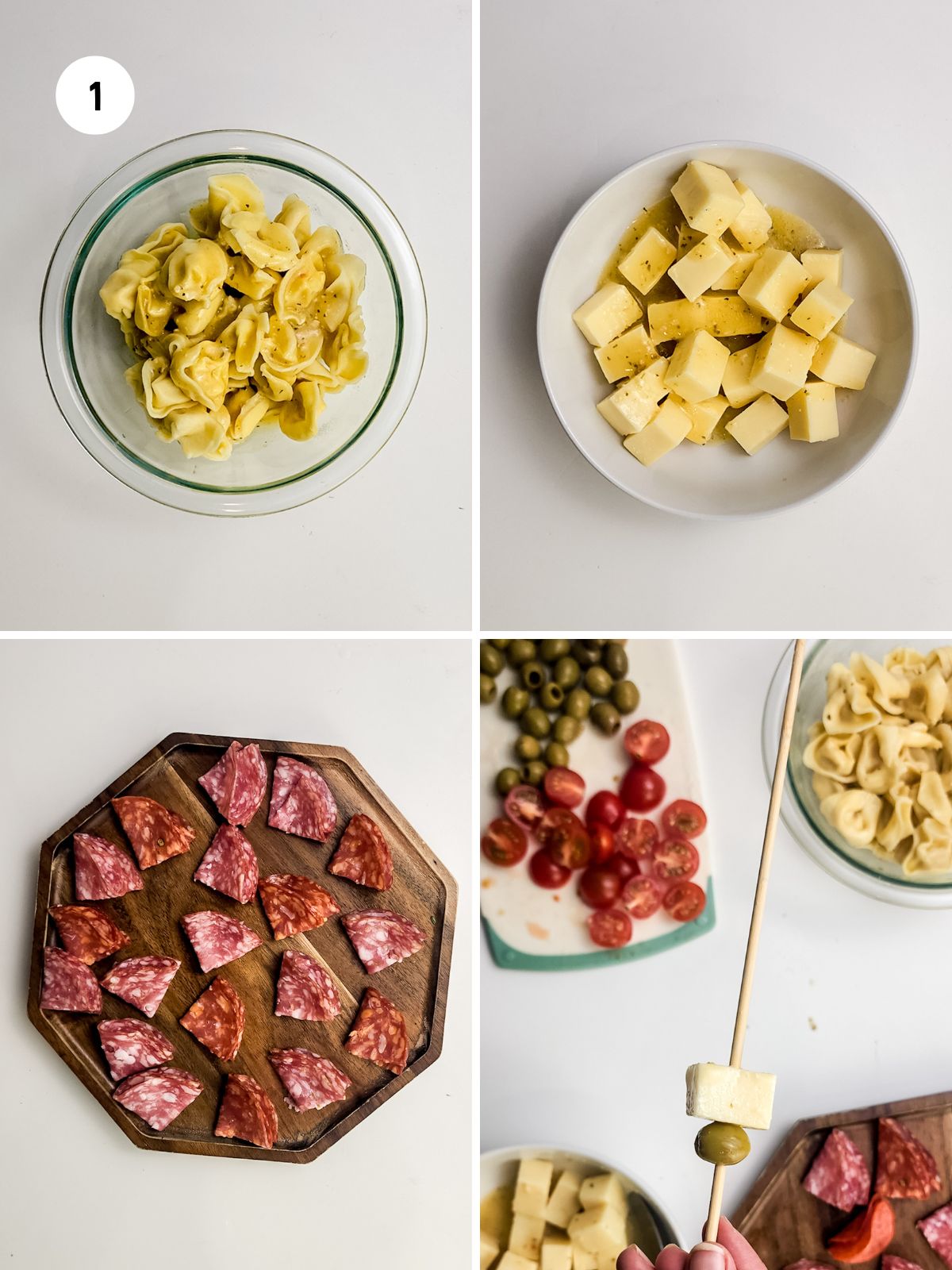 Collage showing the ingredients being prepped.