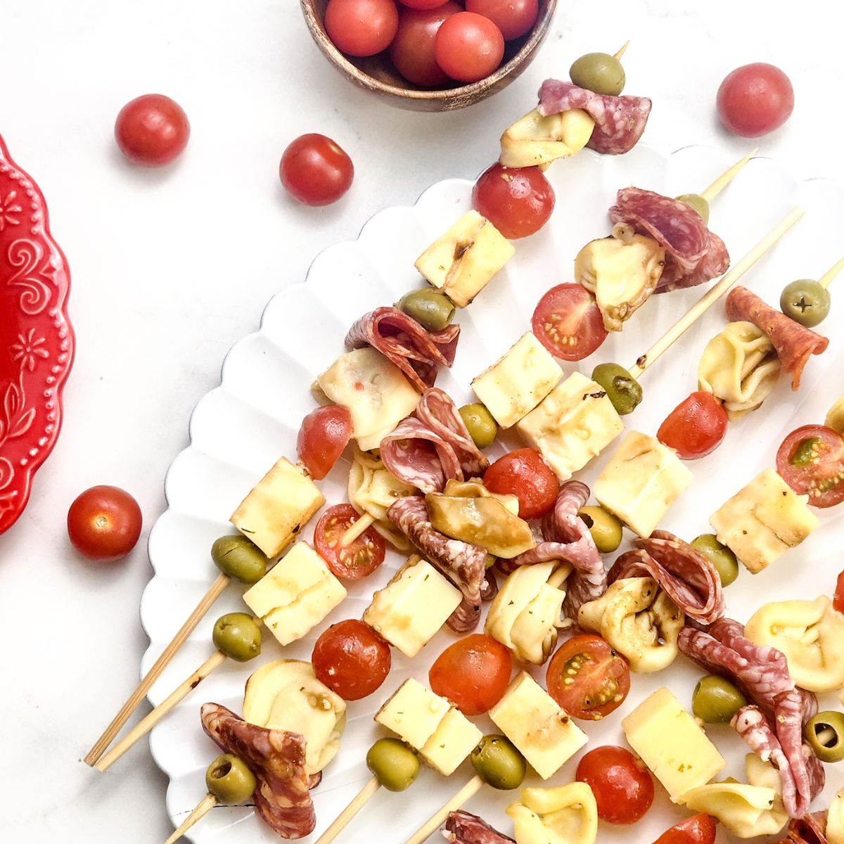 Easy Antipasto Skewers.