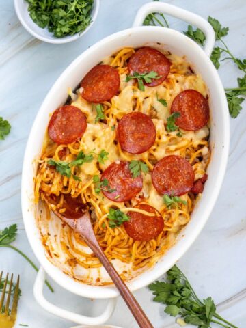 Spaghetti Pizza Casserole.