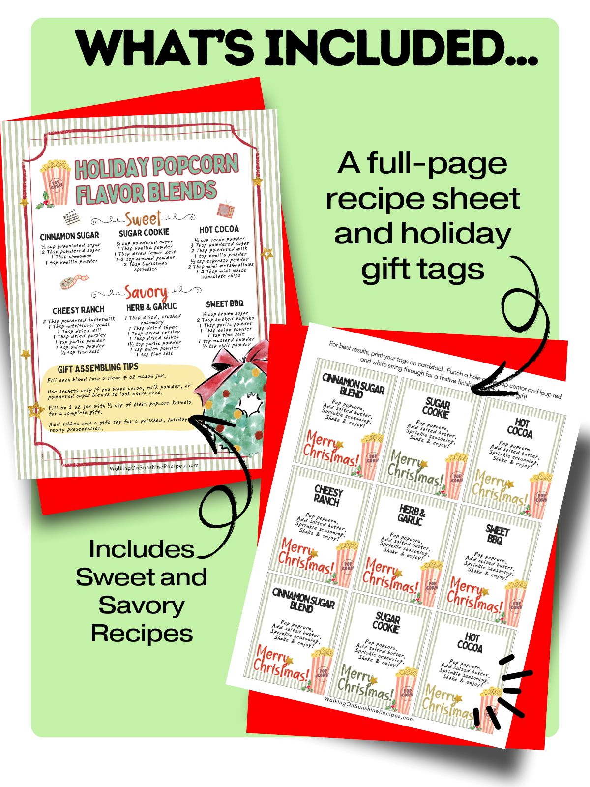 free printable gift tags for seasoning mixes for popcorn.